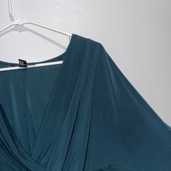 Forever 21 Womens XS Dark Green Long Sleeve Deep V-Neck Bodysuit - Picture 7 of 7